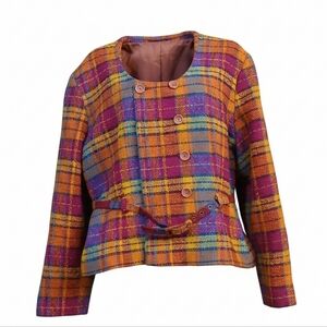 Colorful Plaid Jacket – H&M Woman Collection Belted Blazer M
